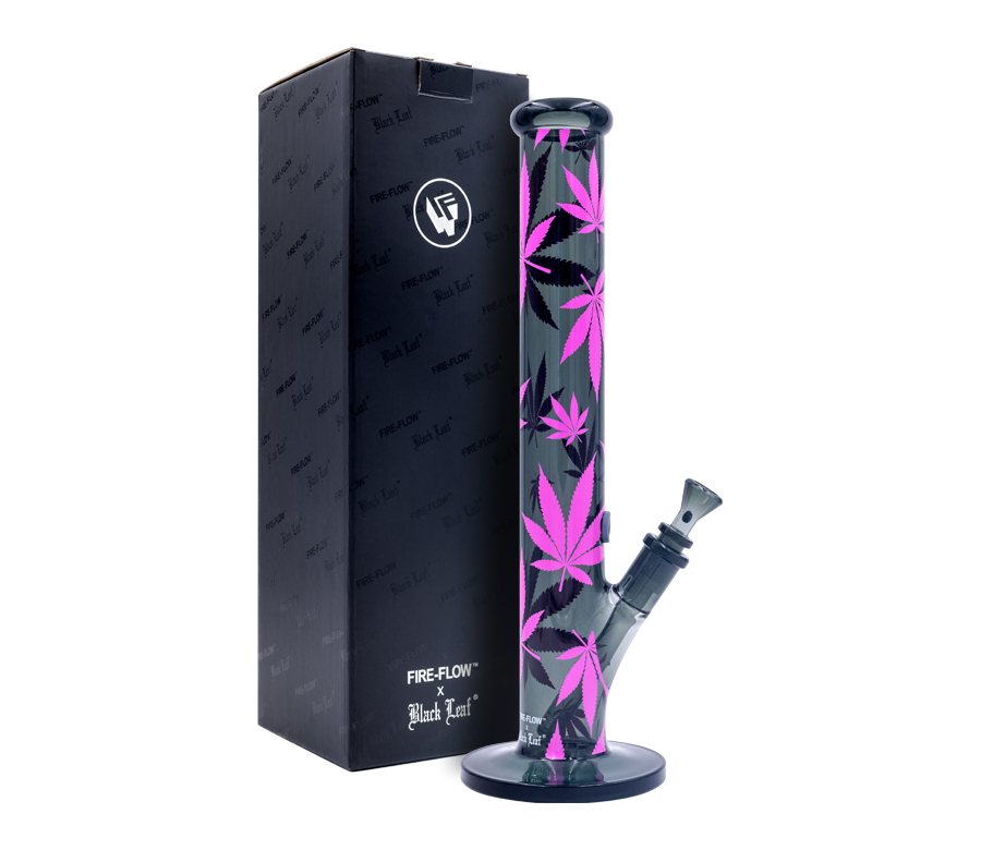 FIRE-FLOW x Black Leaf - Glas Bong - Leaves Pink - 51mm - 40cm Bild 2