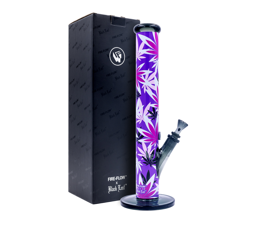 FIRE-FLOW x Black Leaf - Glas Bong - Pink Leaves - 51mm - 40cm Bild 2