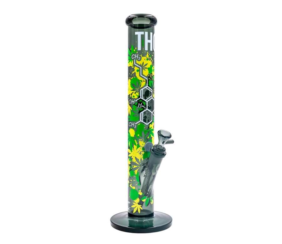 FIRE-FLOW x Black Leaf - Glas Bong - THC Molecule - 51mm - 40cm