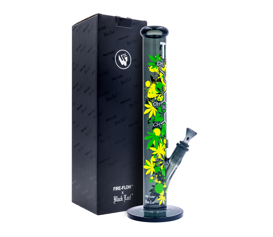 FIRE-FLOW x Black Leaf - Glas Bong - THC Molecule - 51mm - 40cm Bild 2