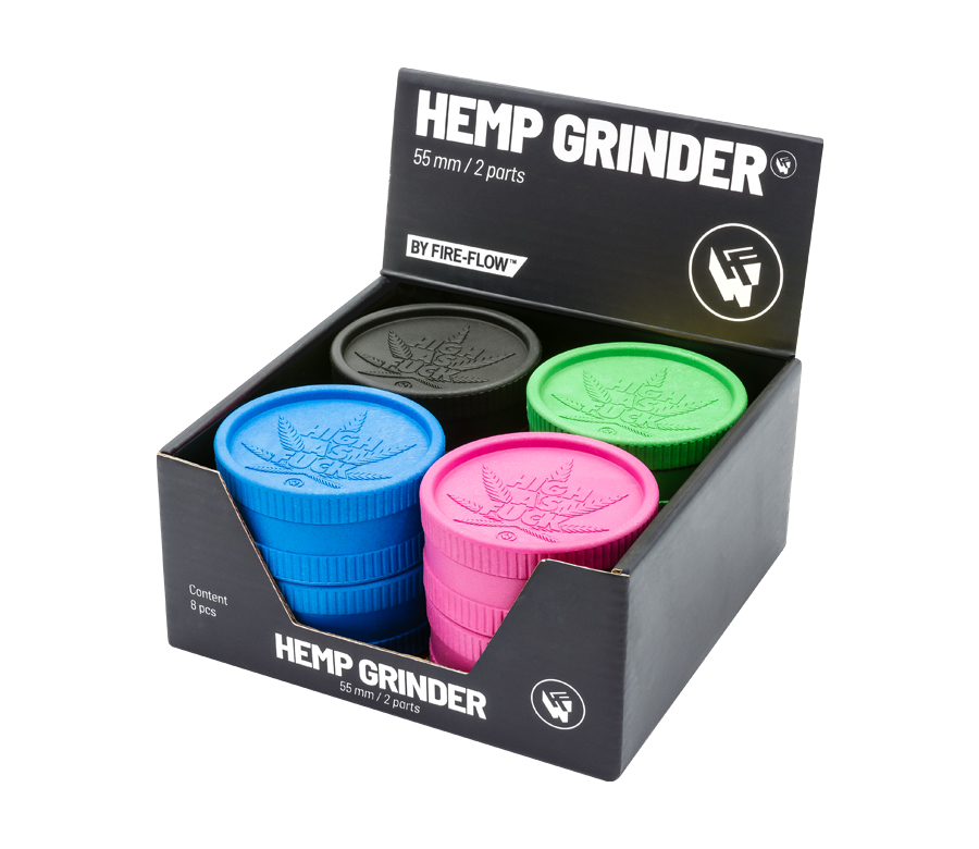 Hemp Grinder - High as Fuck - 55mm 2 Layers - Display - 8 Stück Bild 2