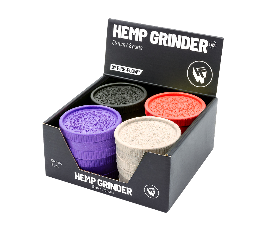 Hemp Grinder - Leaf Pattern - 55mm - 2 Layers - Display - 8 Stück Bild 2