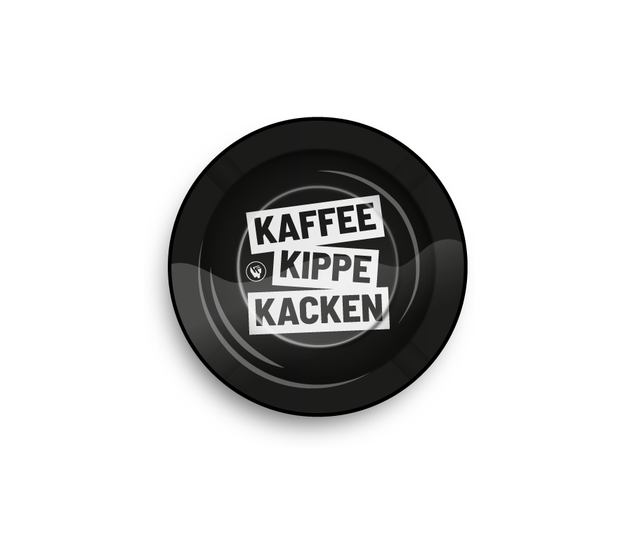 Metal Ashtray - 135mm - Kaffee Kippe Kacken - Display - 6 Stück