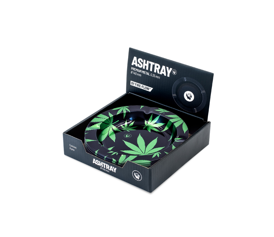 Metal Ashtray - 135mm - Leaves Green metallic - Display - 6 Stück Bild 4