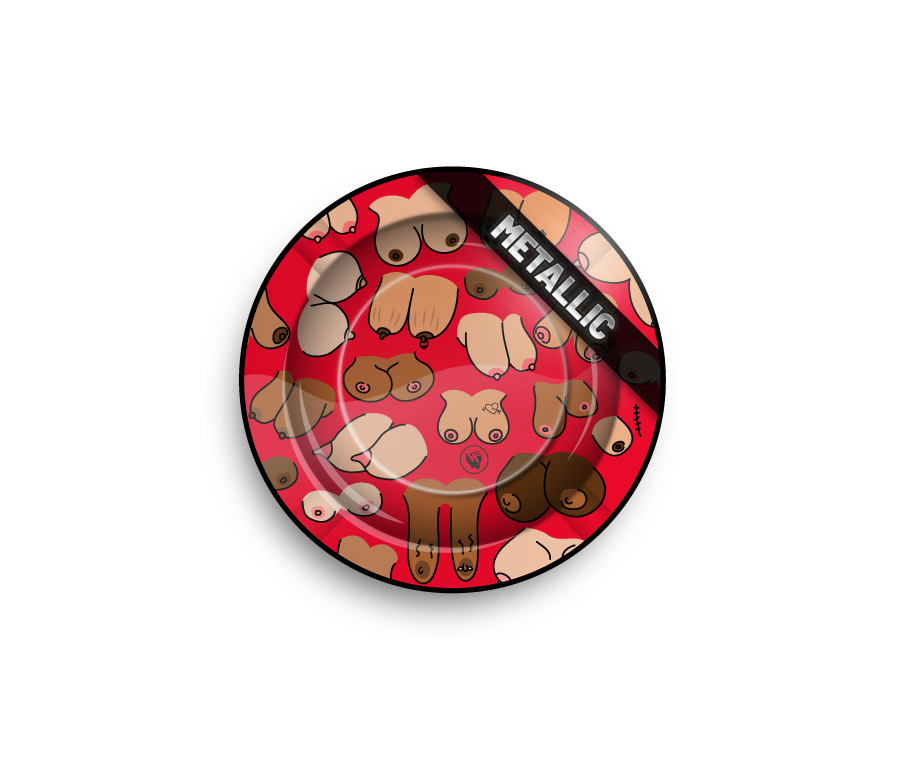 Metal Ashtray - 135mm - Tittie Pattern metallic - Display - 6 Stück