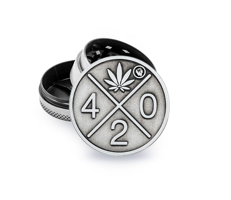 Metal Grinder - 40mm - 3 Layers - Silver - 420 Logo - Display - 6 Stück Bild 2