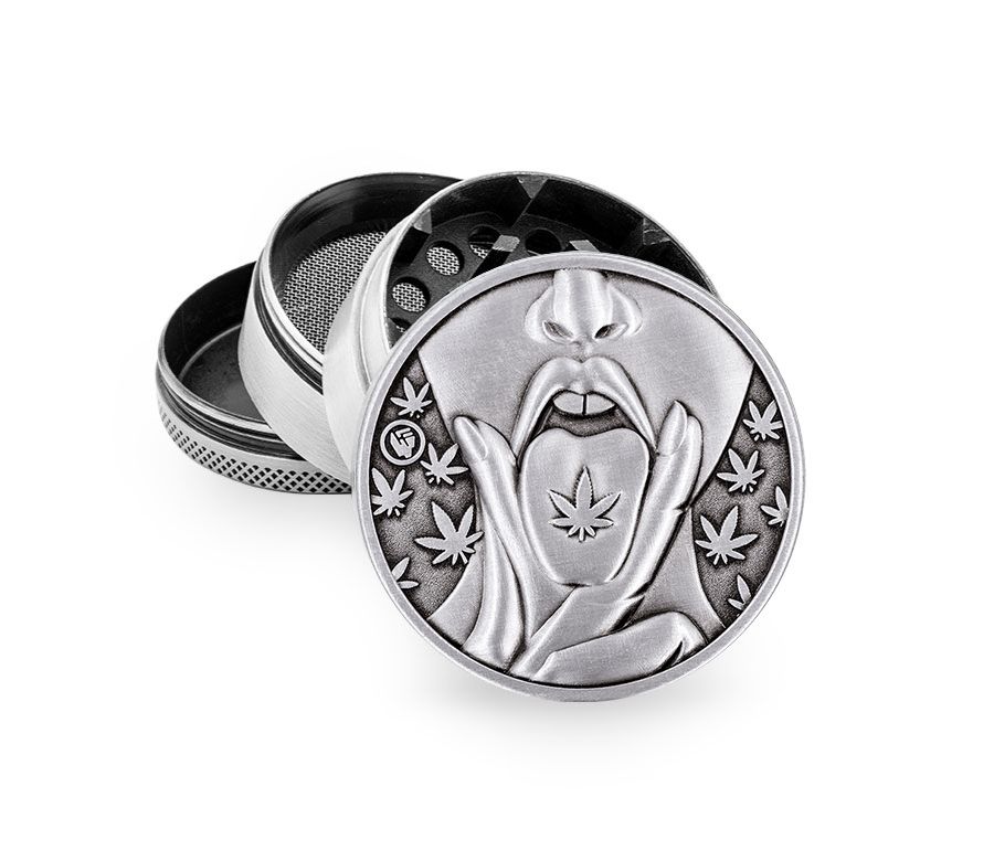 Metal Grinder - 50mm - 4 Layers - Silver - 420 Girl - Display - 4 Stück Bild 2