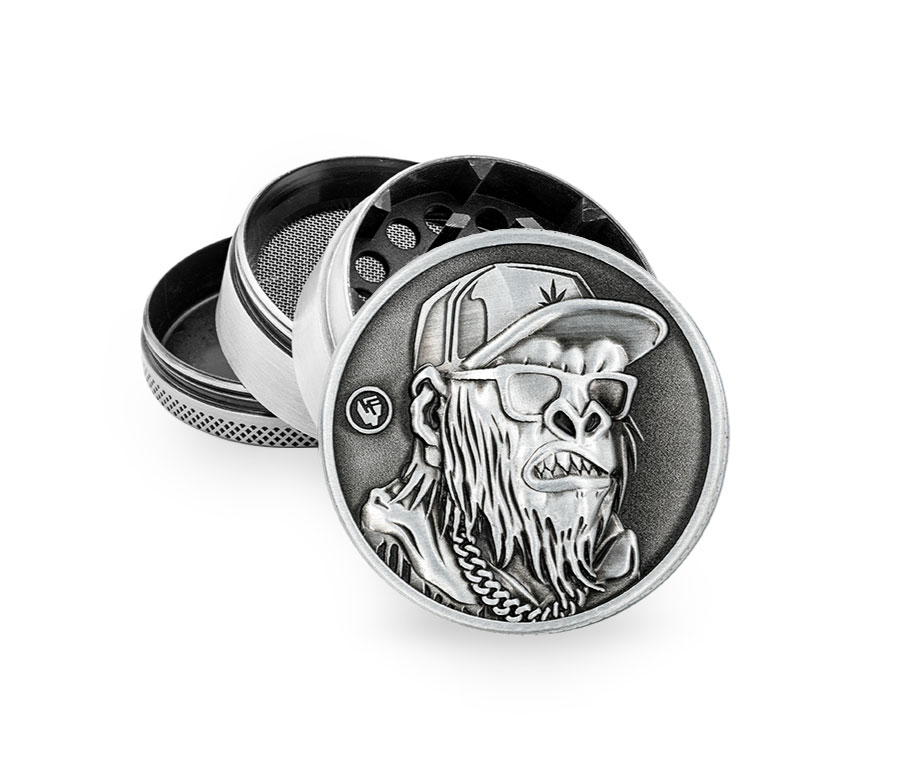 Metal Grinder - 50mm - 4 Layers - Silver - Monkey - Display - 4 Stück