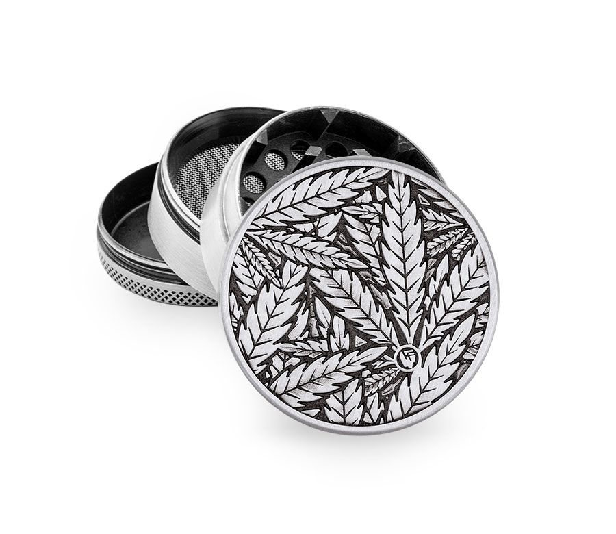 Metal Grinder - 50mm - 4 Layers - Silver - Leaves 33 - Display - 4 Stück Bild 2