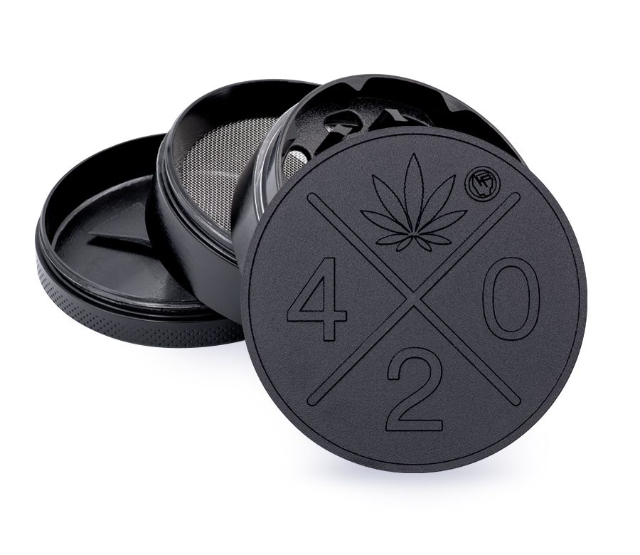 Metal Grinder - 60mm - 4 Layers - Black - 420 - Display - 4 Stück