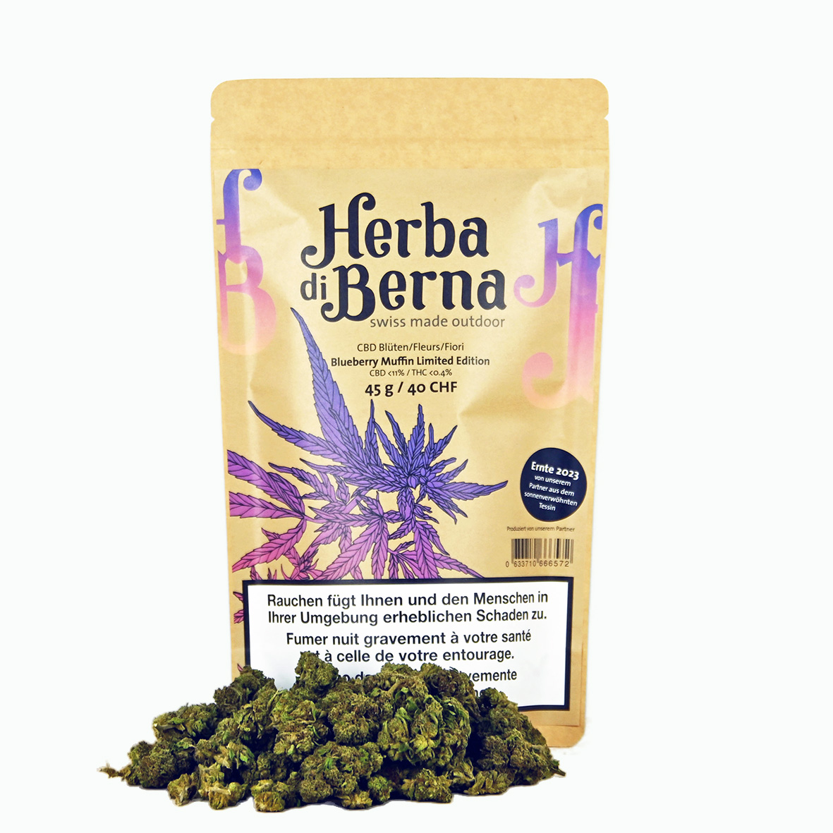 Herba di Berna - Oudoor CBD Blüten - Blueberry Muffin - 45g