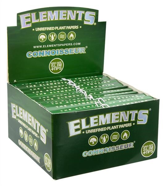 ELEMENTS - Connoisseur - Green - King Size Slim + Tips - Box - 24 Stück