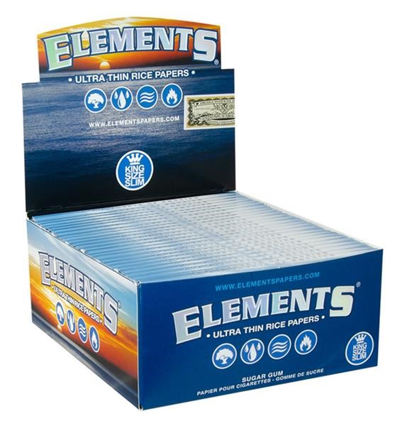 ELEMENTS - Papers - Blue - King Size Slim - Box - 50 x 33 Stück