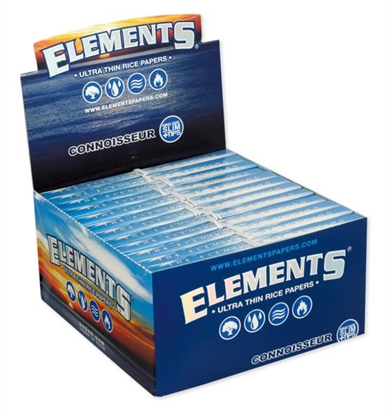 ELEMENTS - Connoisseur - Blue - King Size Slim + Tips - Box - 24 Stück