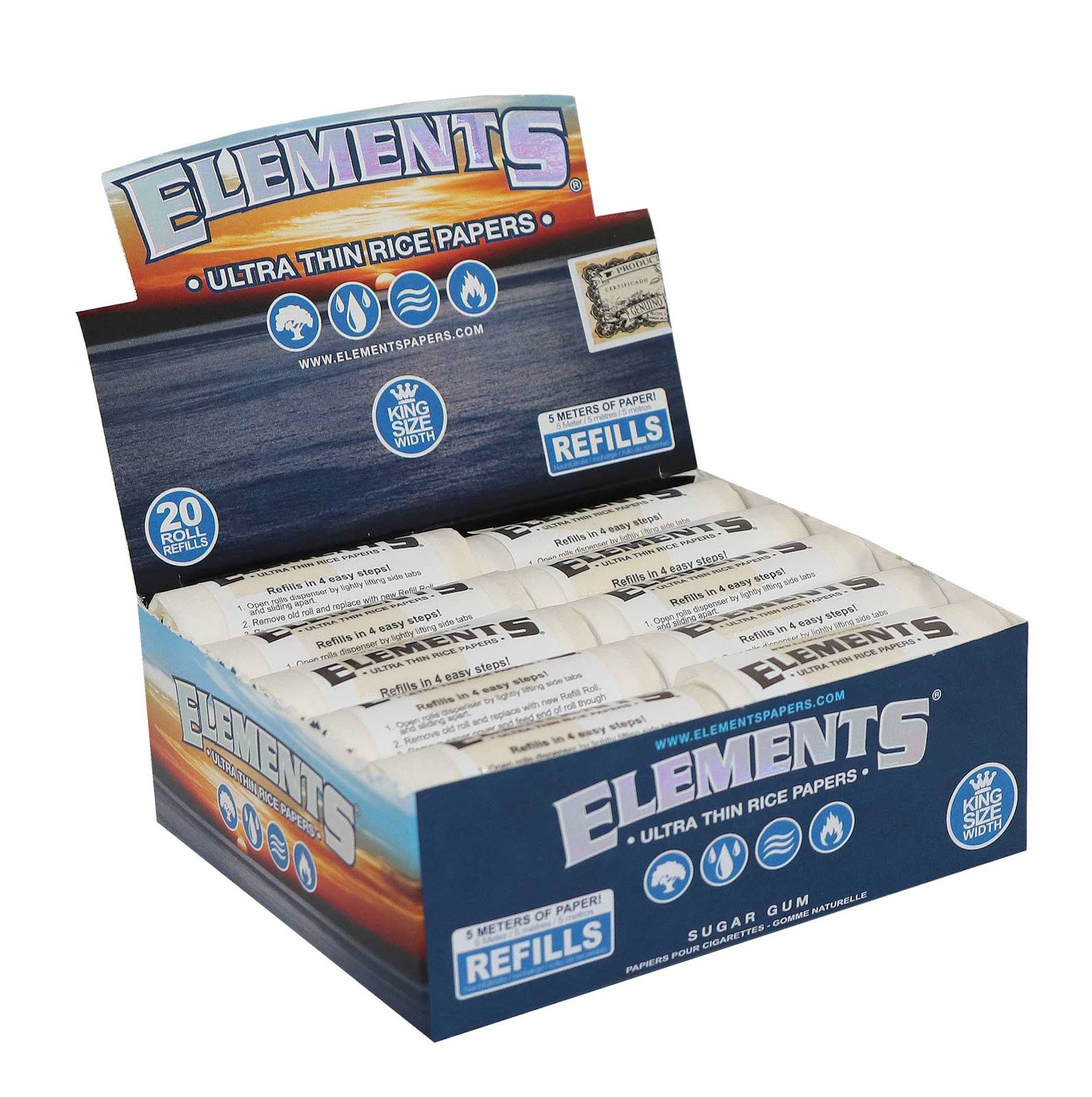 ELEMENTS - Rolls - Blue - 1 1/2 King Size Refill - Box - 20 Stück