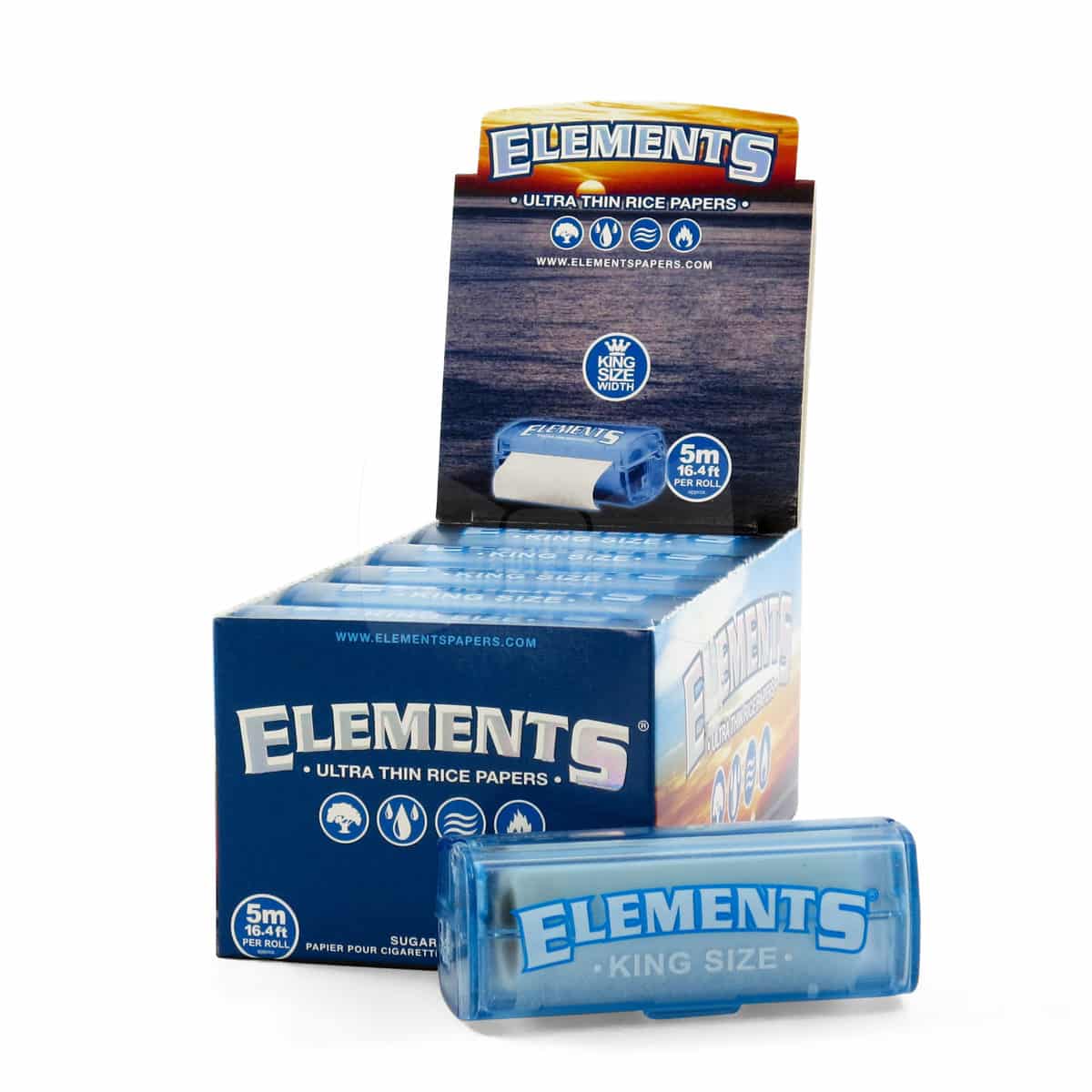 ELEMENTS - Rolls - Blue - 1 1/2 King Size mit Schachtel - Box - 10 Stück