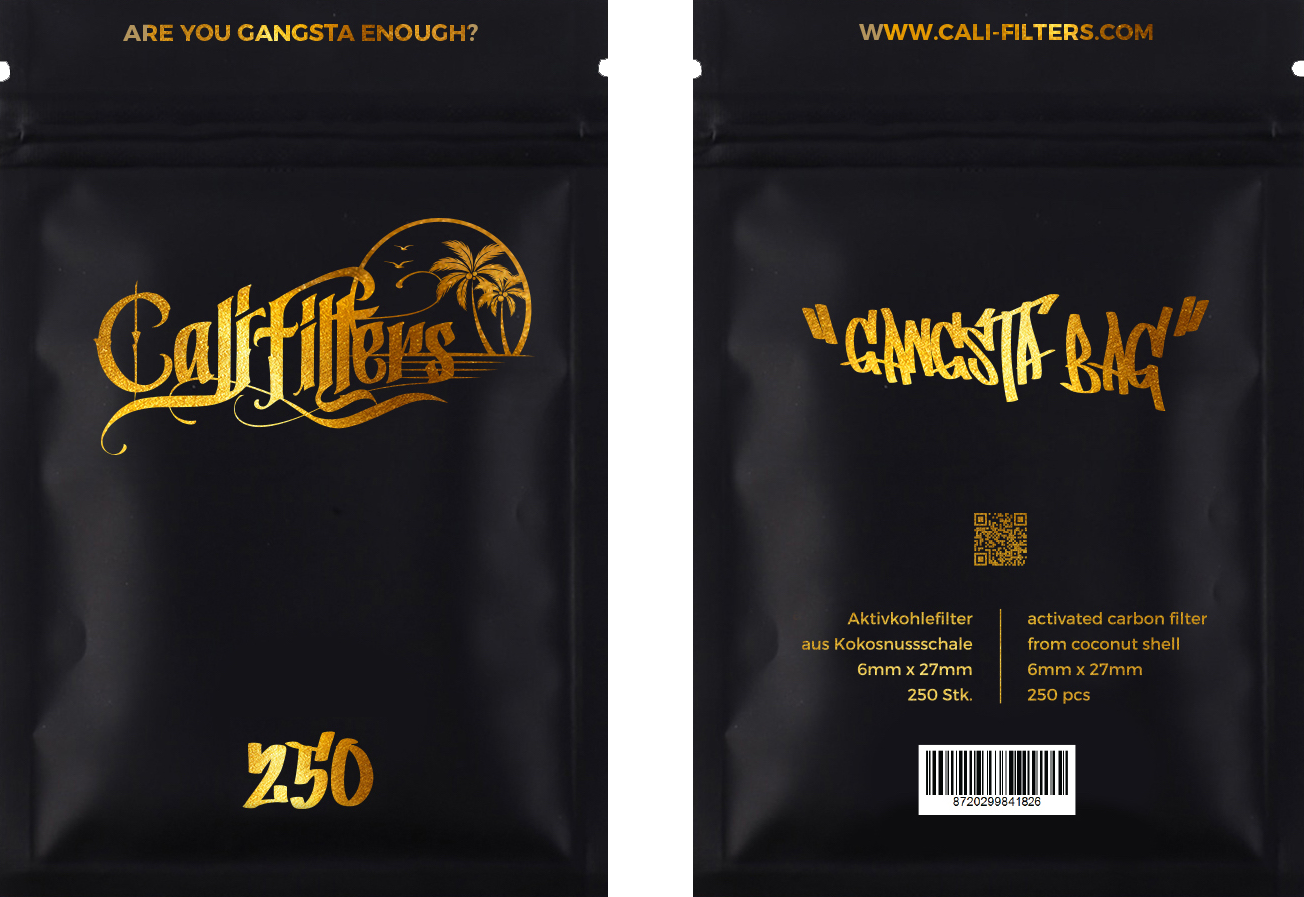 CaliFilters - Aktivkohle Filter - 6mm - Gangsta Bag - 250 Stück