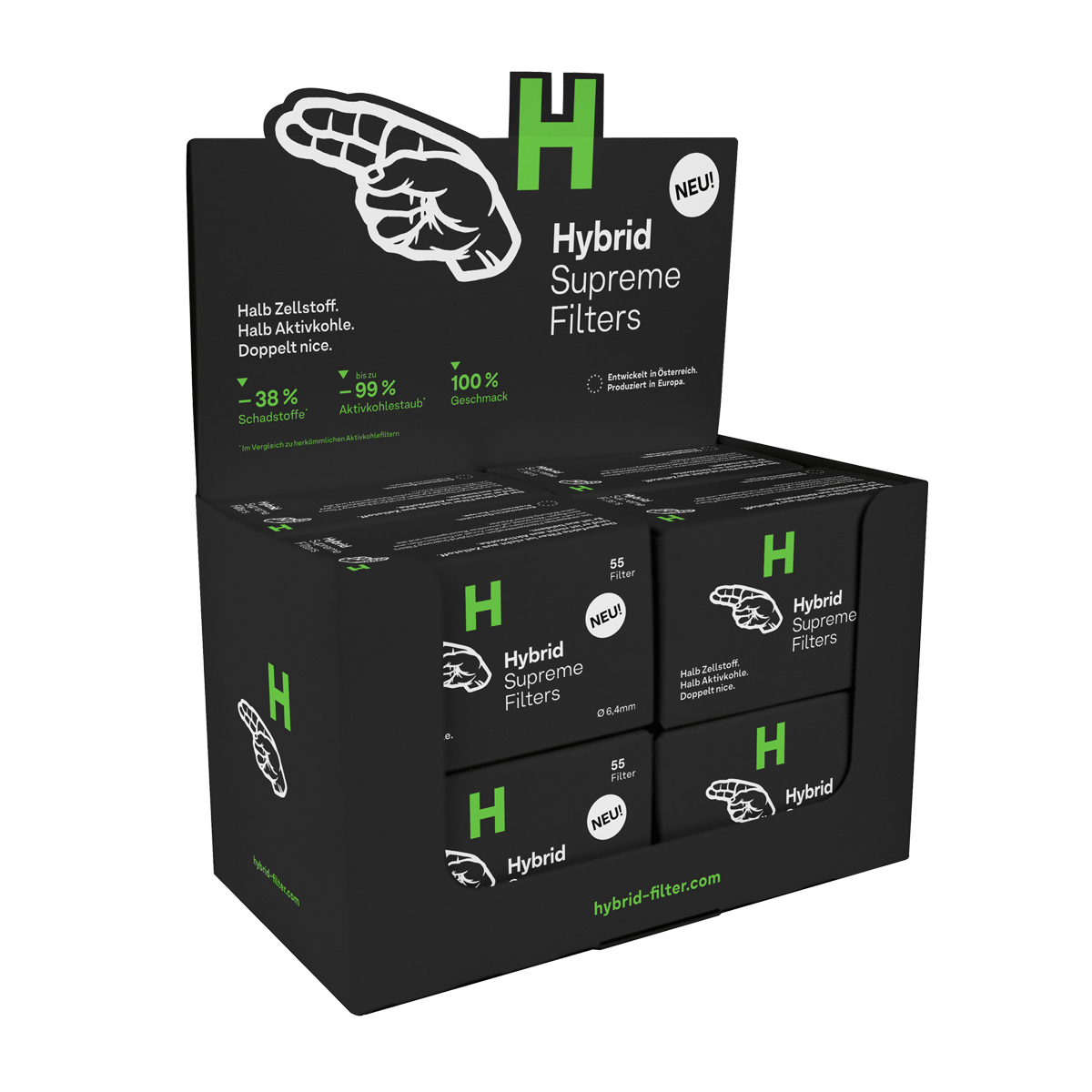 Hybrid Supreme - Aktivkohlefilter - Display - 8 x 55 Stück