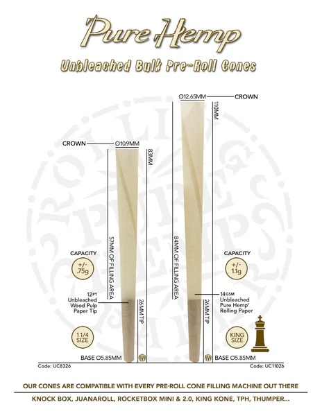 Pure Hemp - Unbleached Hemp Cones - King Size - Box - 1000 Stück Bild 3