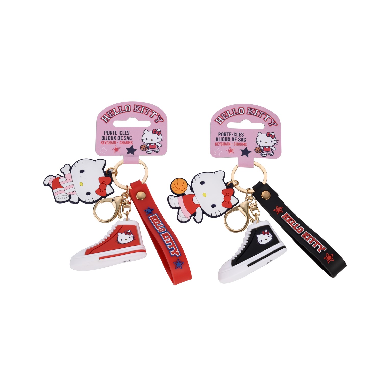 Schlüsselanhänger - Hello Kitty - rot / schwarz - Display - 24 Stück