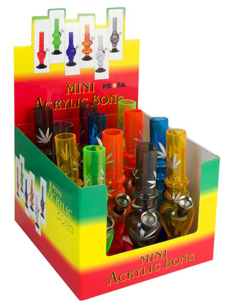 Acryl Bong - Hemp Leaf - 16cm - Display à 12 Stück