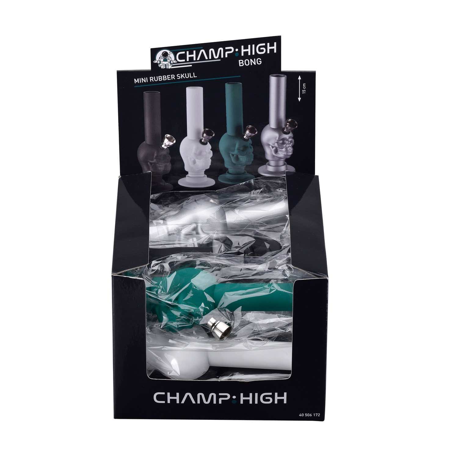 Champ High - Bong Mini Skull Silikon - 40mm - 15cm - Display - 12 Stück