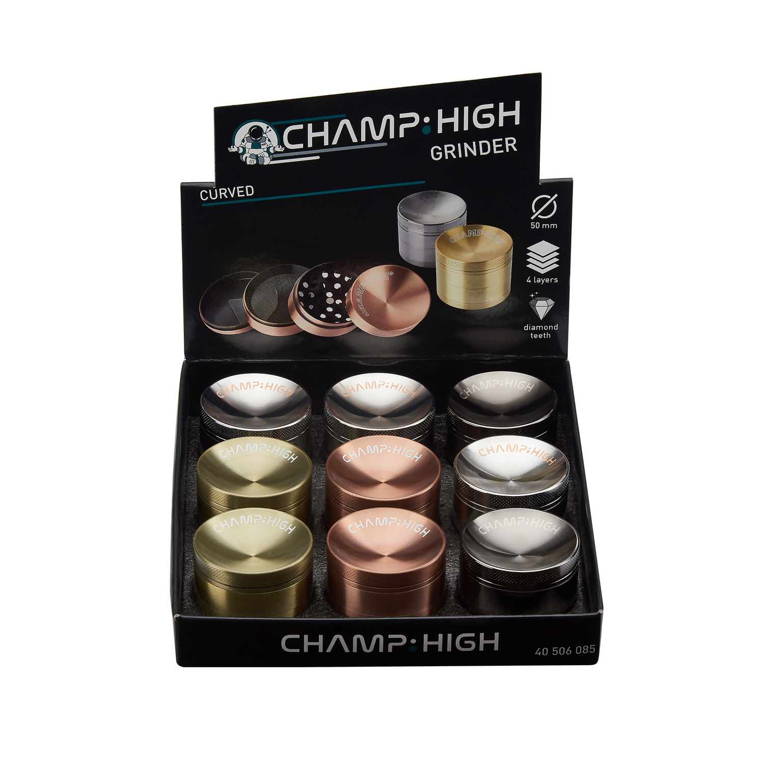 Champ High - Grinder Curved - 50mm - 4 Layers - Display - 9 Stück