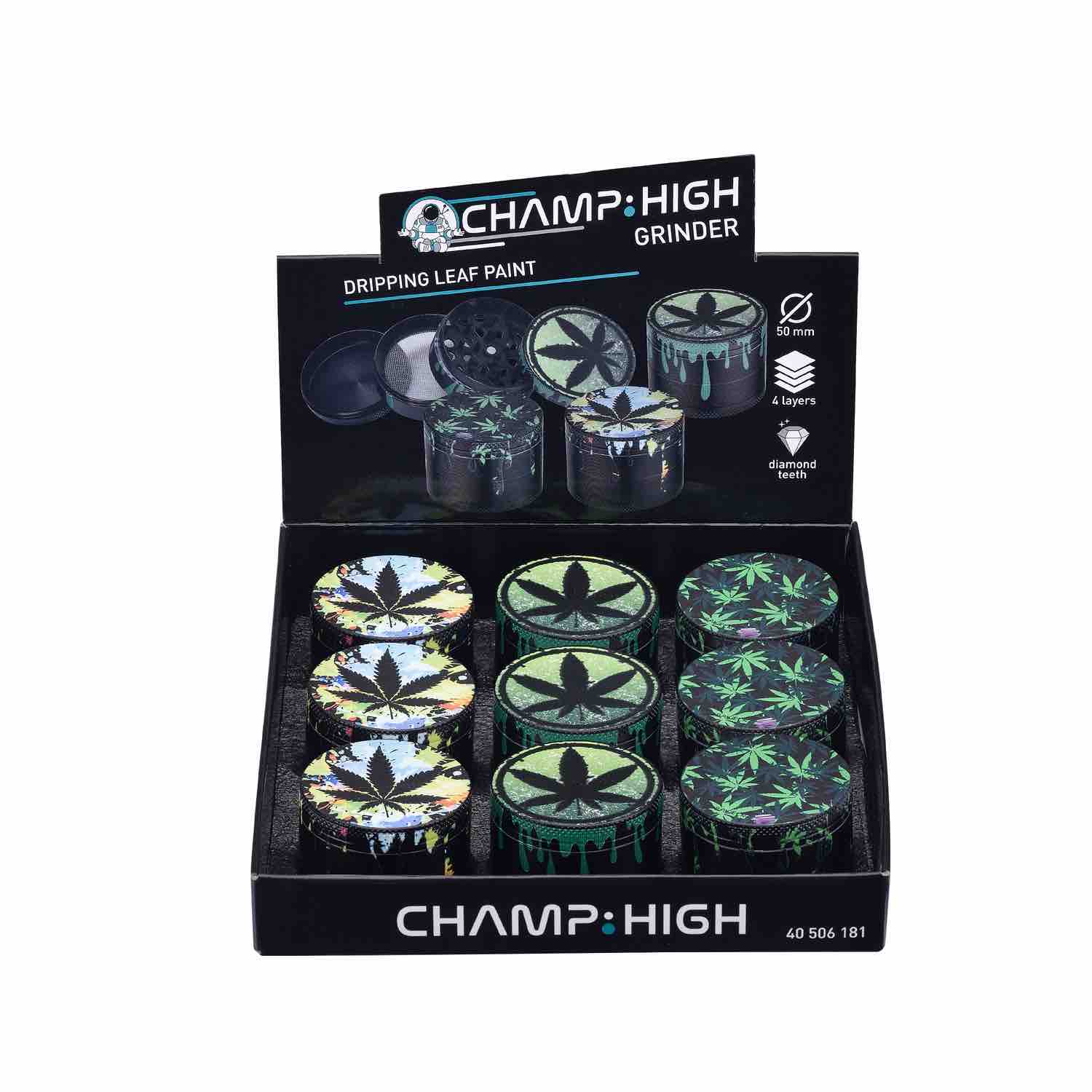 Champ High - Grinder Dripping Leaf Paint - 50mm - 4 Layers - Display - 9 Stück