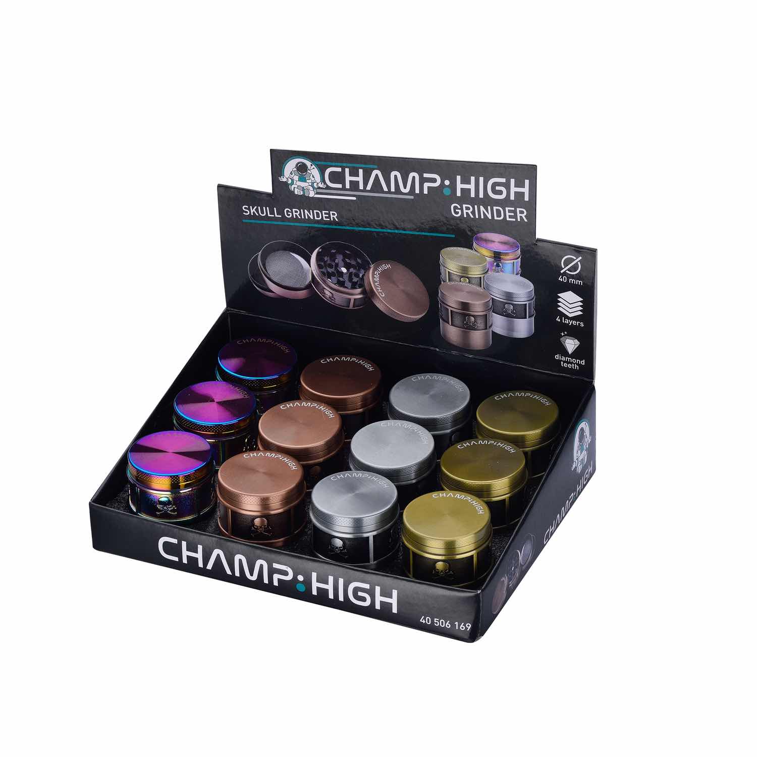 Champ High - Grinder Skull - 40mm - 4 Layers - Display - 12 Stück