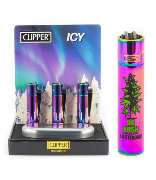 Clipper - Metal - ICY - AMSTERDAM - OG Kush - Display - 12 Stück