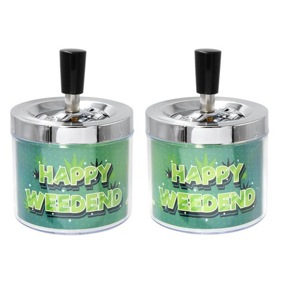 Drehaschenbecher - Happy Weedend - 1 Stück