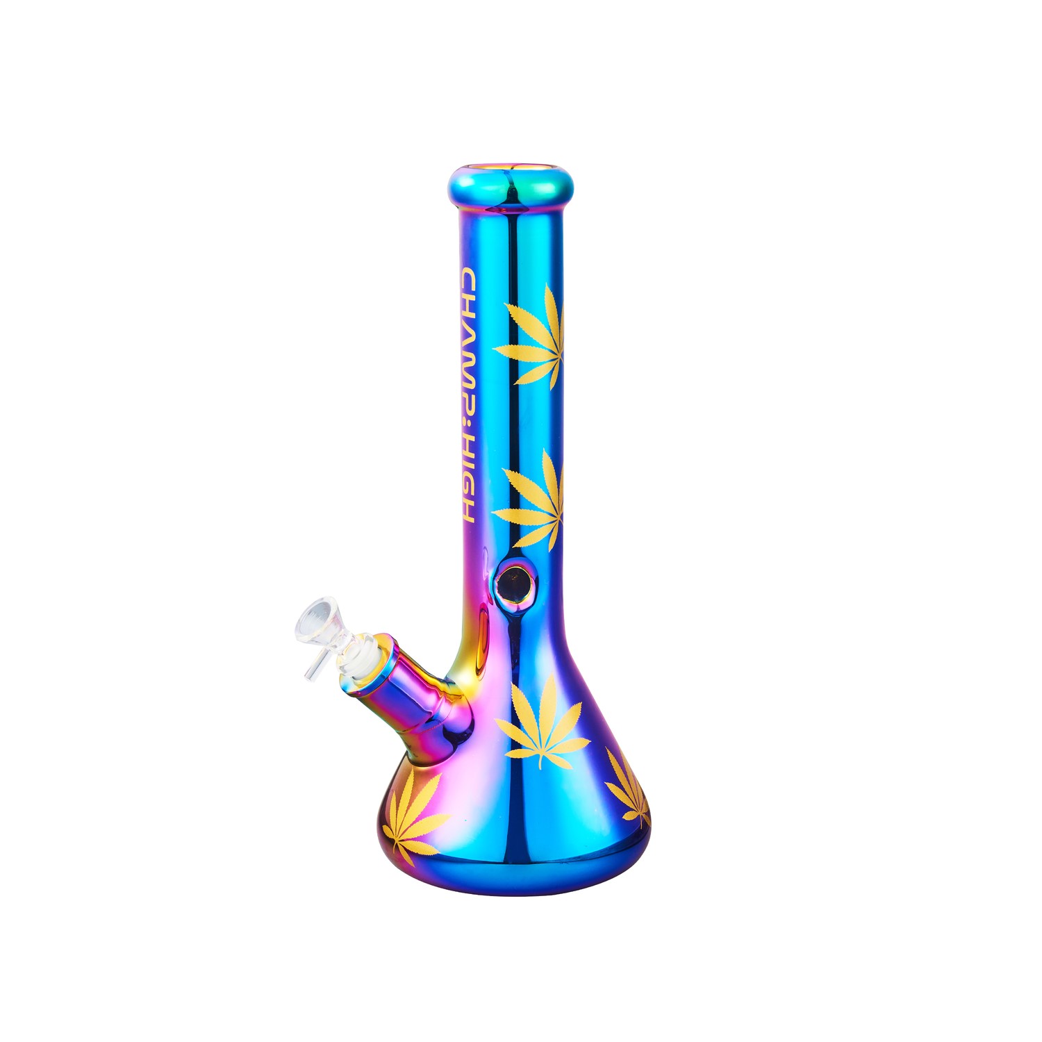 Champ High - Glas Bong Rainbow Hemp Leaves - 40mm - 35cm Bild 2