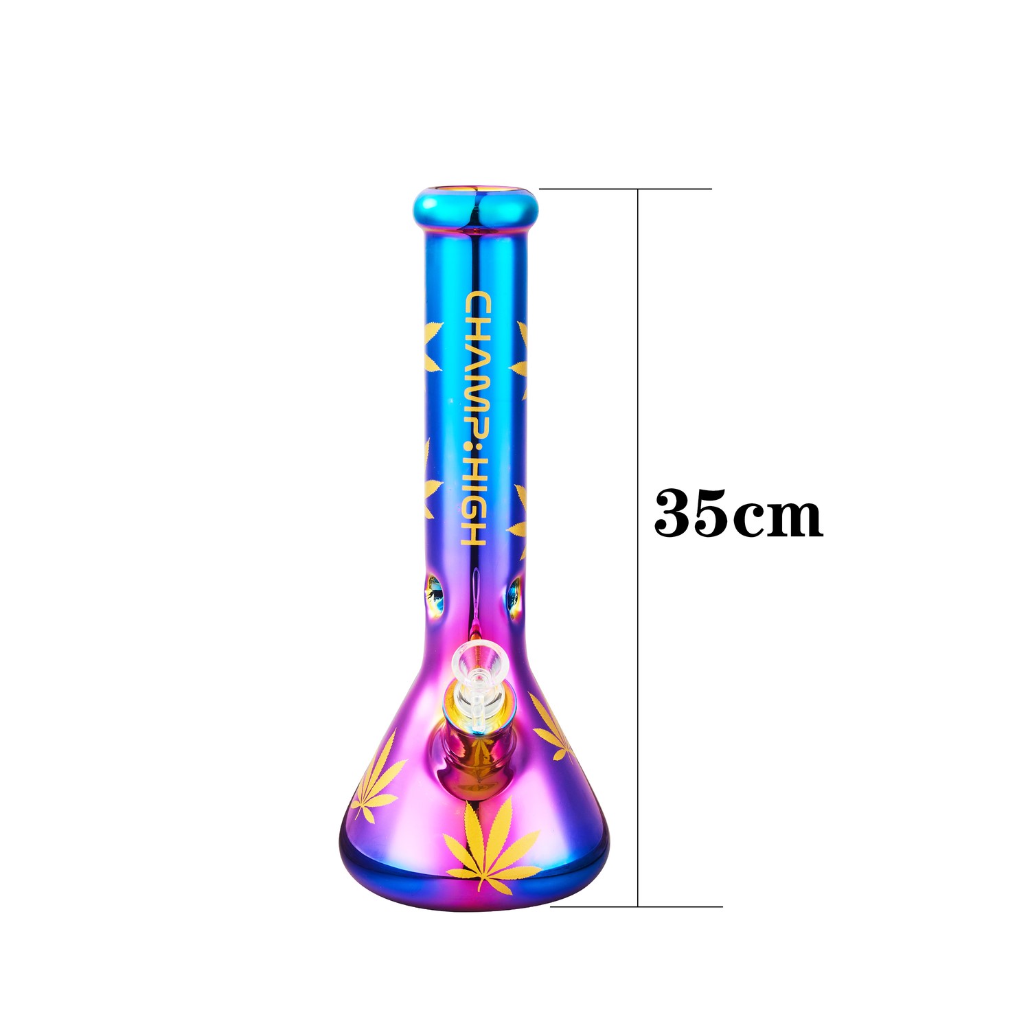 Champ High - Glas Bong Rainbow Hemp Leaves - 40mm - 35cm Bild 3