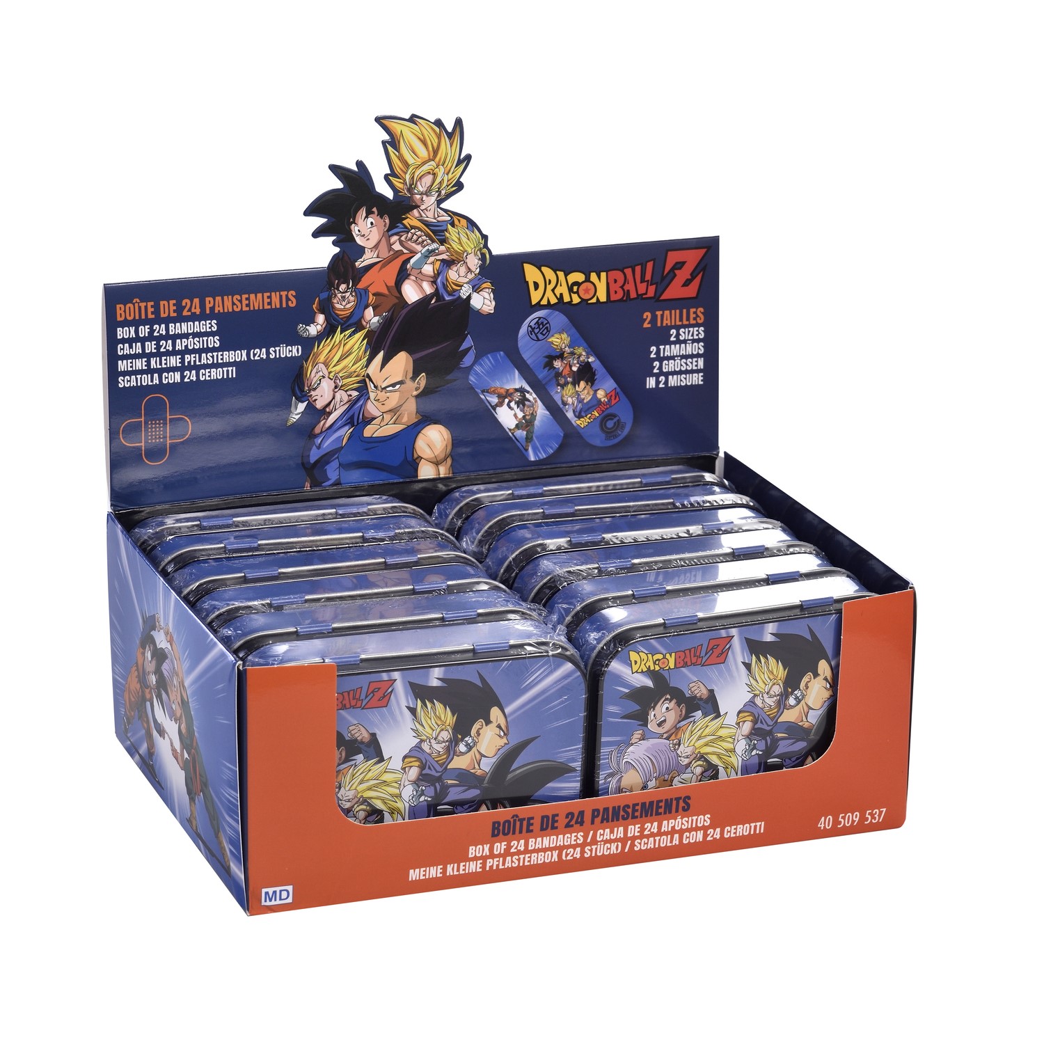Pflaster in Metalldose - Dragon Ball Z - 2 Grössen / 24 Stück - Display - 12 Stück