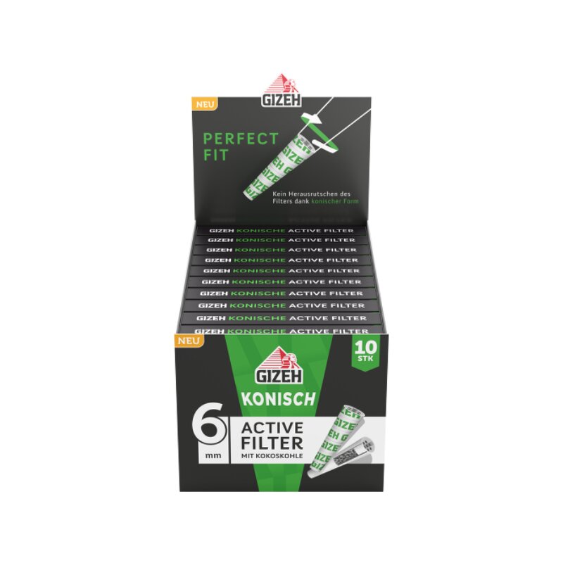 GIZEH - Active Filter konisch - Black - Box - 20 x 10 Stück