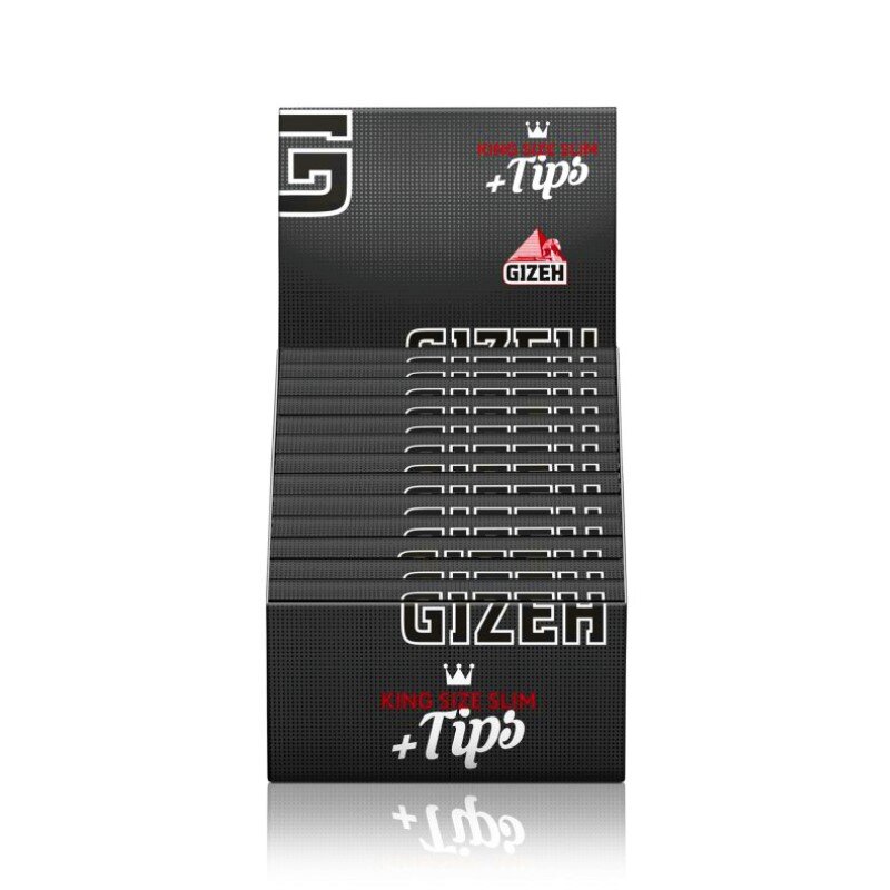 GIZEH - King Size Slim + Tips - Black - Box - 26 Stück