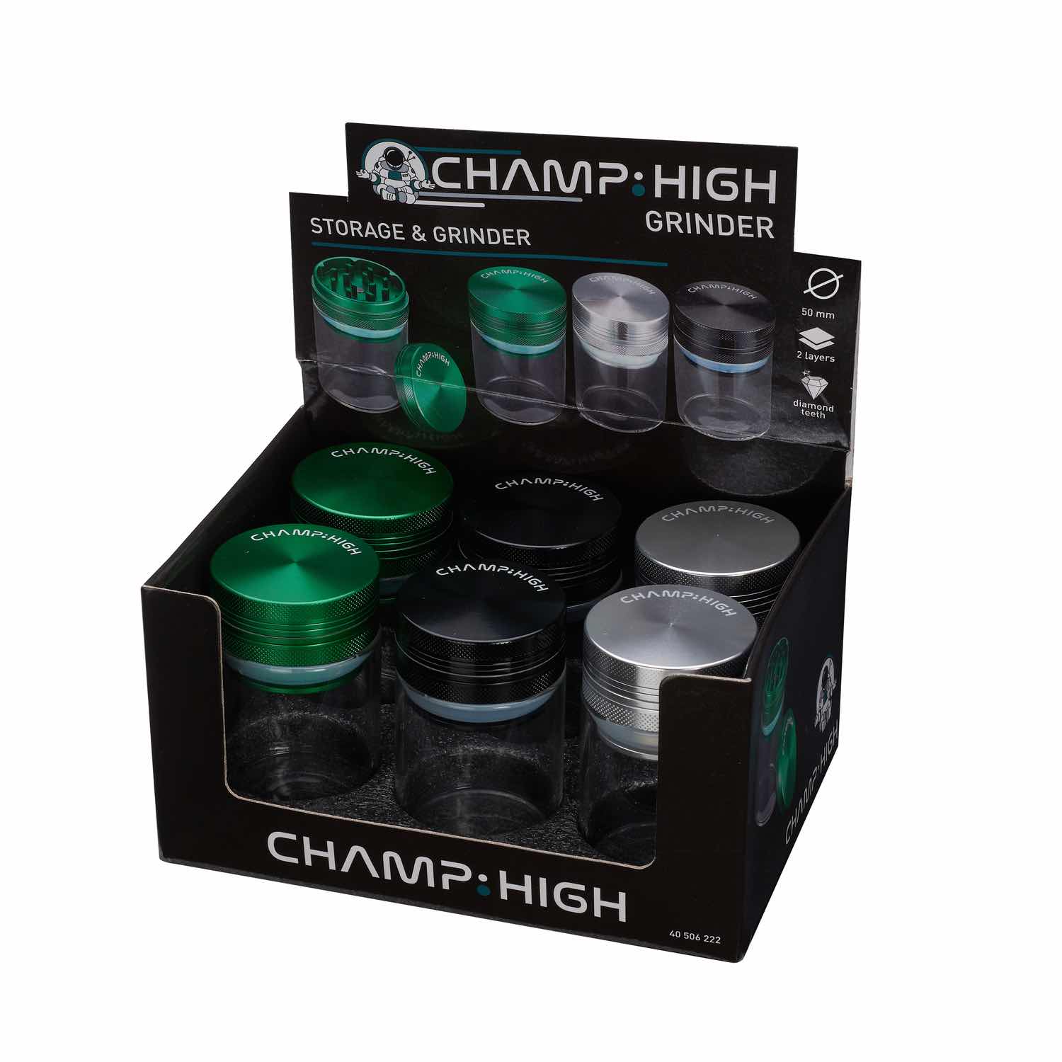 Champ High - Grinder & Storage - 50mm - 2 Layers - Display - 6 Stück