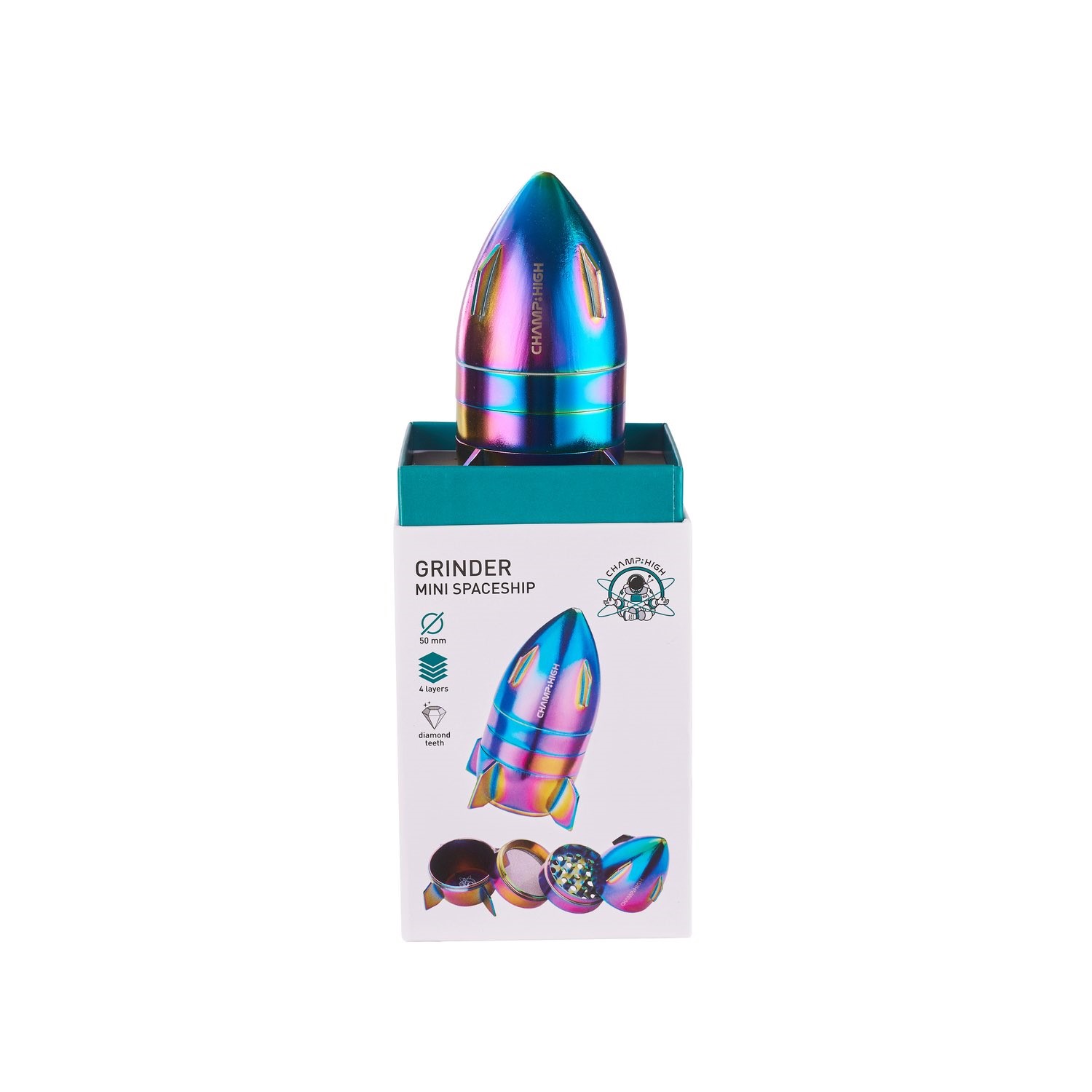 Champ High - Grinder Spaceship - Rainbow - 50mm - 4 Layers - Box - 1 Stück