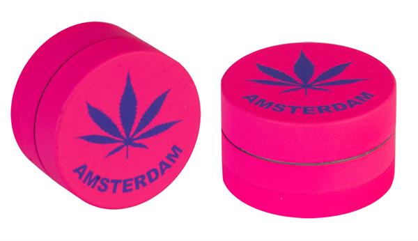 Grinder Alu Pink Hemp Leaf - 40mm - 3 Layers - Display - 12 Stück Bild 2