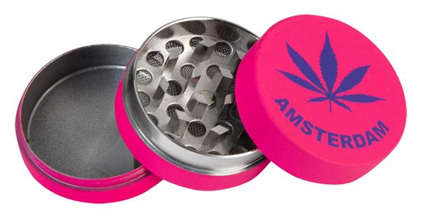 Grinder Alu Pink Hemp Leaf - 40mm - 3 Layers - Display - 12 Stück Bild 3