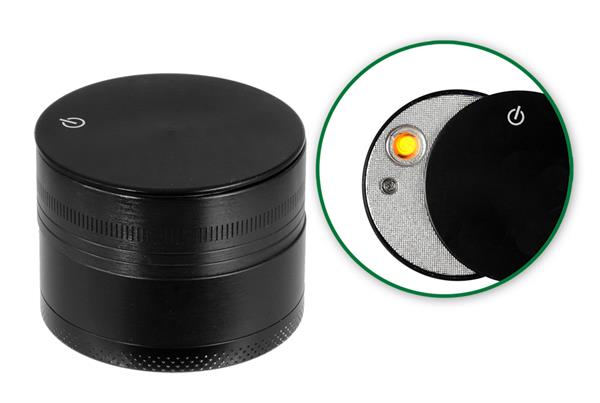 Grinder Alu Schwarz USB Feuerzeug - 50mm - 3 Layers