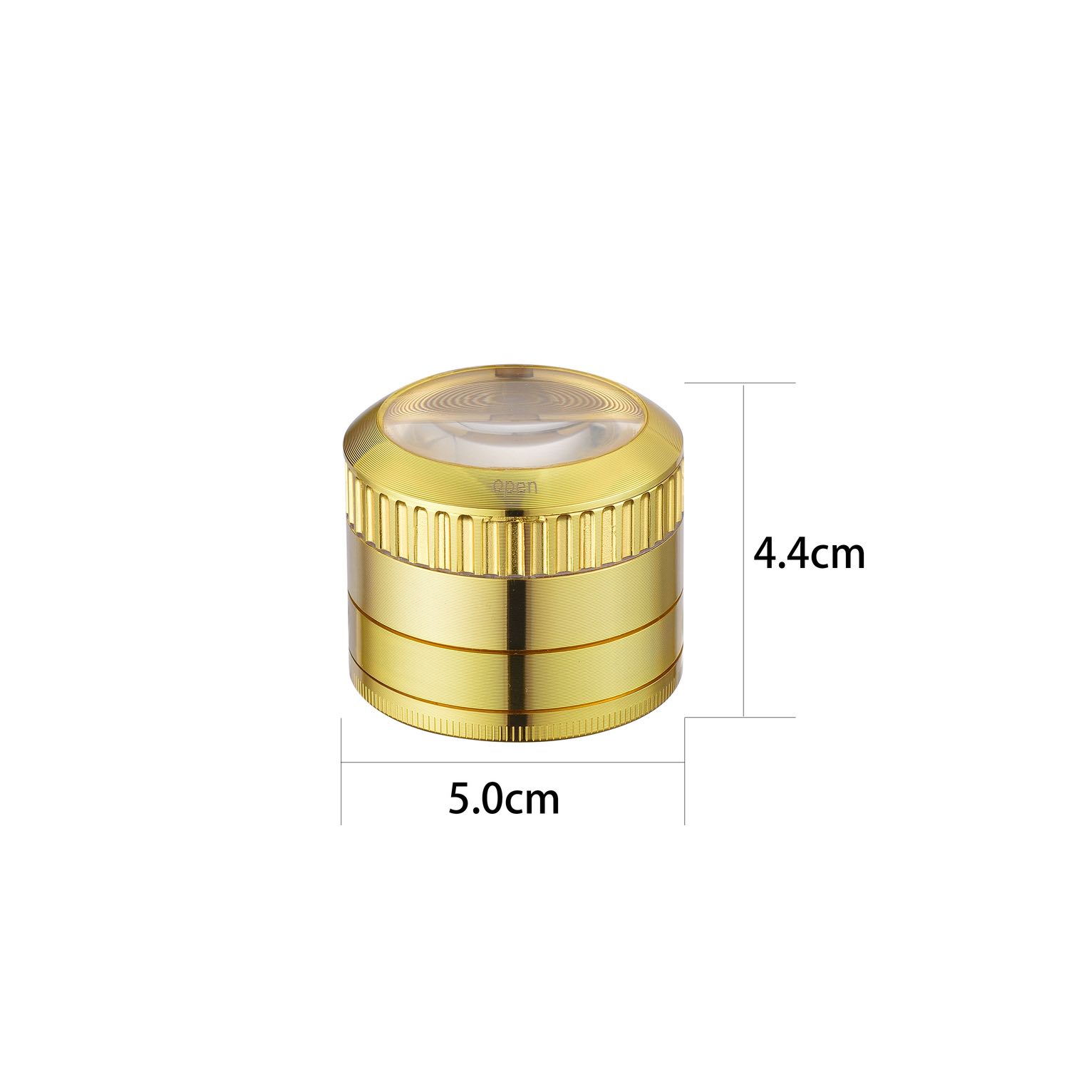 Champ High - Grinder Magnifier Gold mit Lupe und Staufach - 50mm - 4 Layers Bild 5