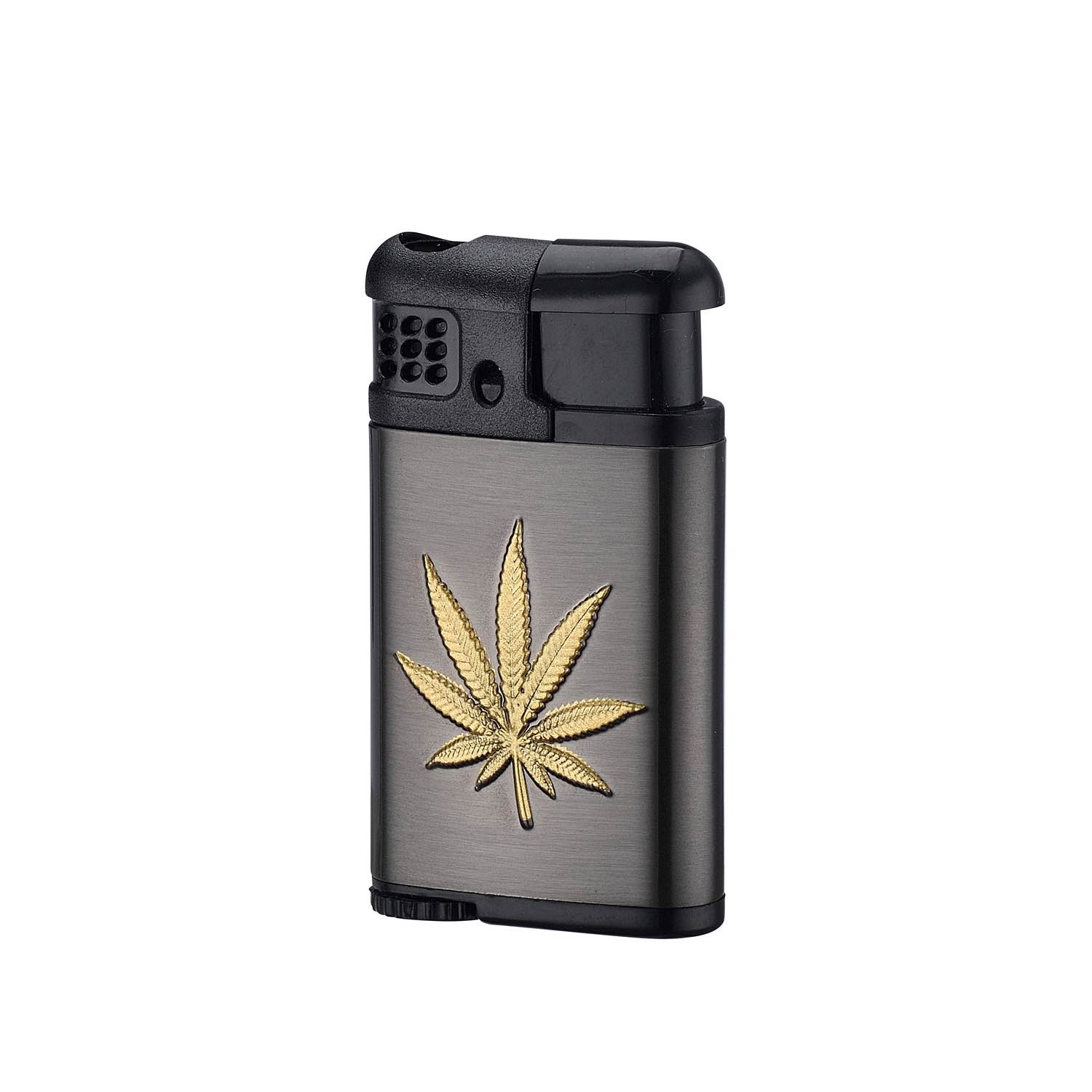 Champ - Hemp Leaf Feuerzeug Gold/Silver mit grüner Flamme - Display - 12 Stück Bild 5