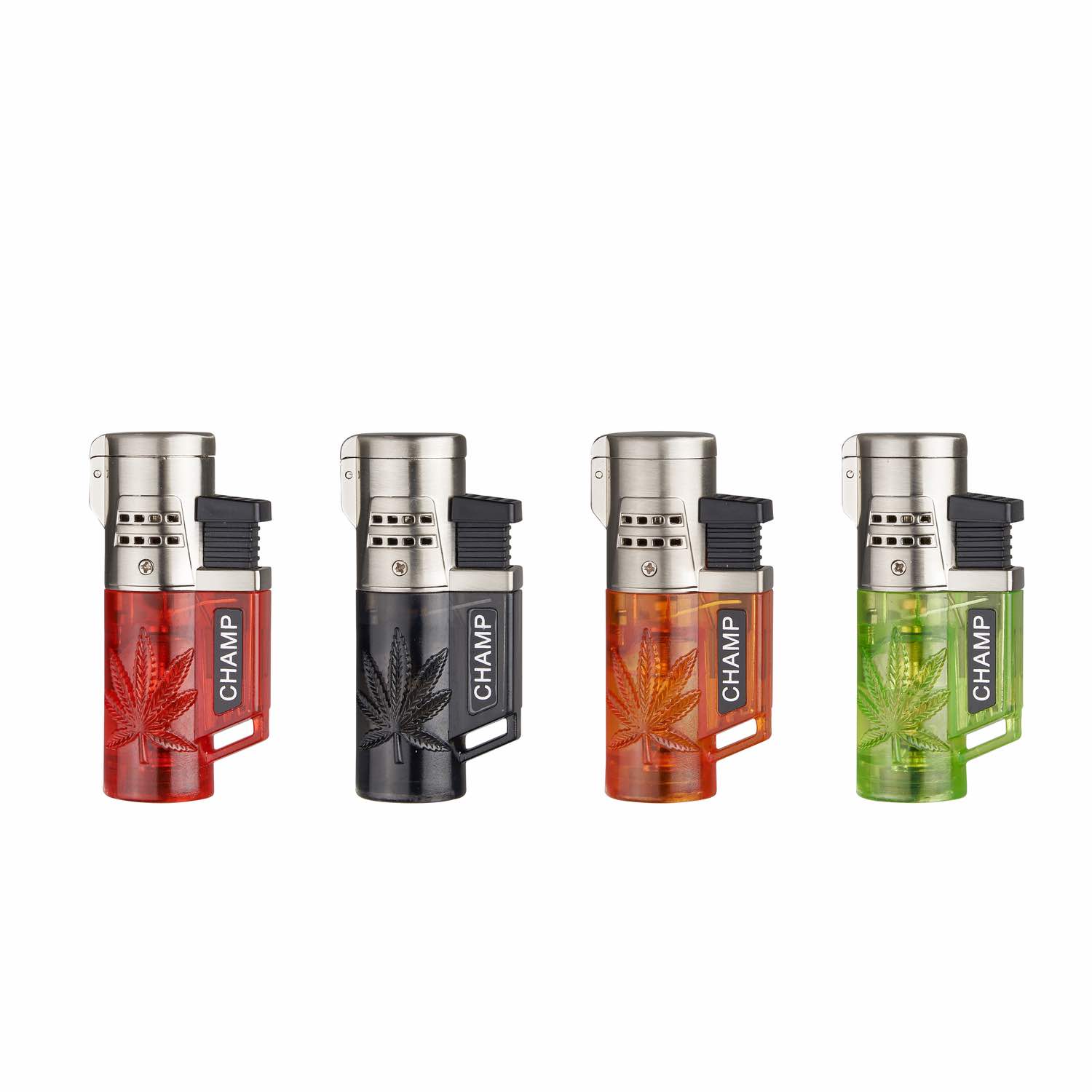 Champ - Hemp Leaf Feuerzeug mit 2 blauen Flammen - Display - 12 Stück Bild 2