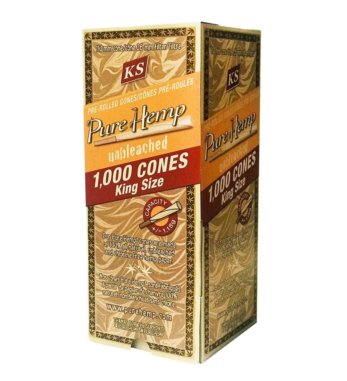 Pure Hemp - Unbleached Hemp Cones - King Size - Box - 1000 Stück Bild 2