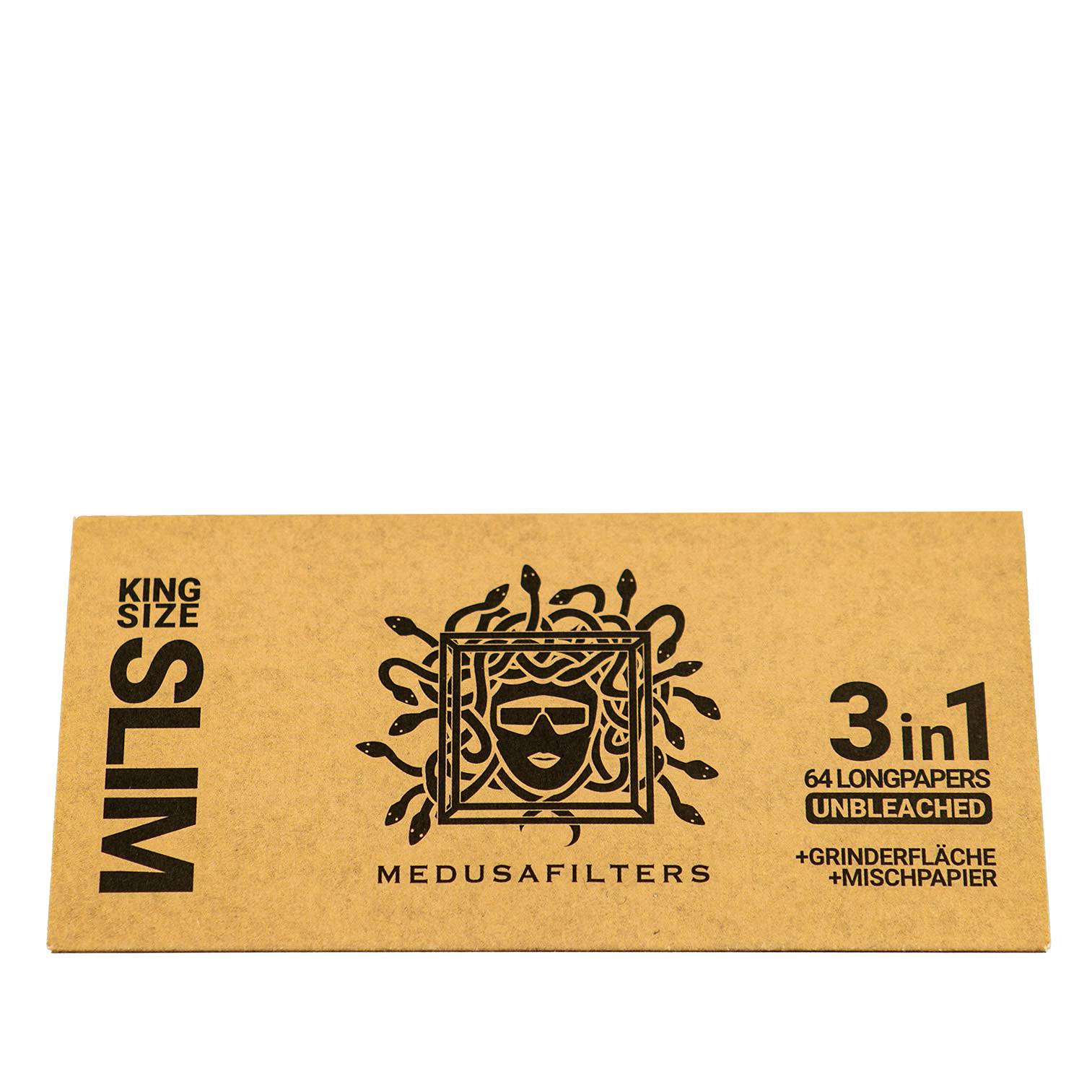 MedusaFilters - Papers 3 in 1 - 64 Longpapers Unbleached + Tray + Grindfläche - Box - 16 Stück