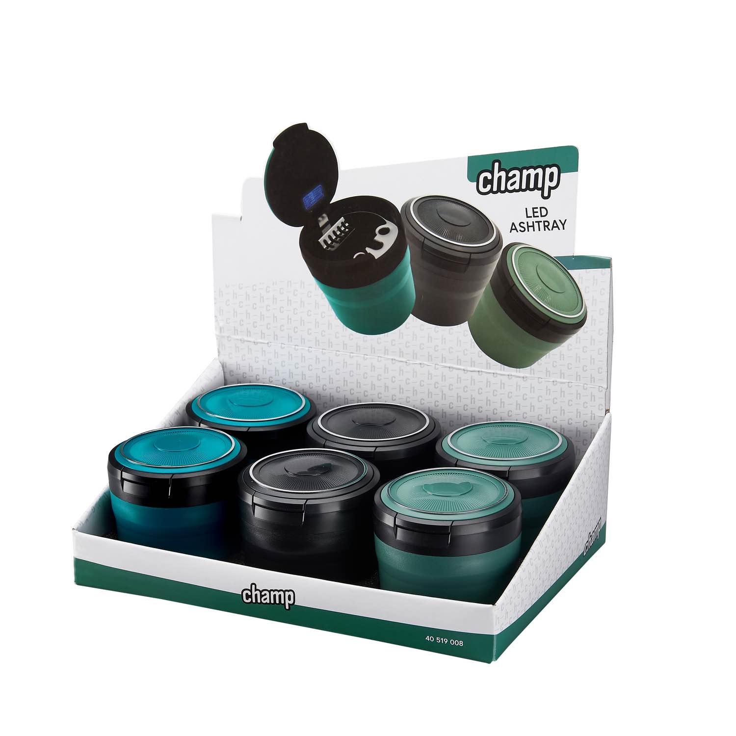 Mini Auto Aschenbecher mit LED Beleuchtung - Display - 6 Stück