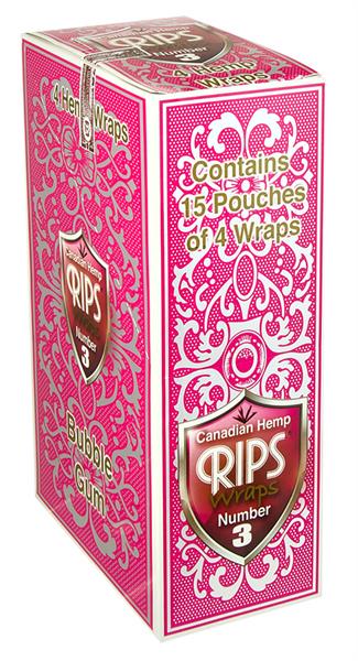RIPS - Canadian Hemp Wraps - Number 3 - Bubble Gum - Box - 15 x 4 Stück Bild 2