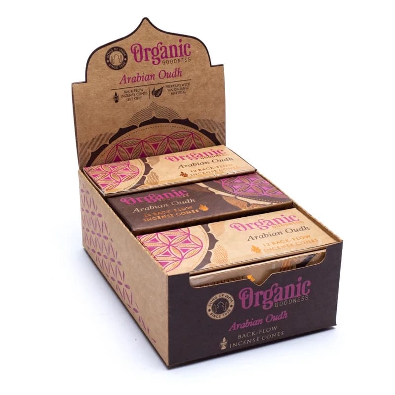 Rückfluss Räucherkegel - Organic Goodness - Arabisches Oudh - Display - 6 x 12 Stück Bild 2
