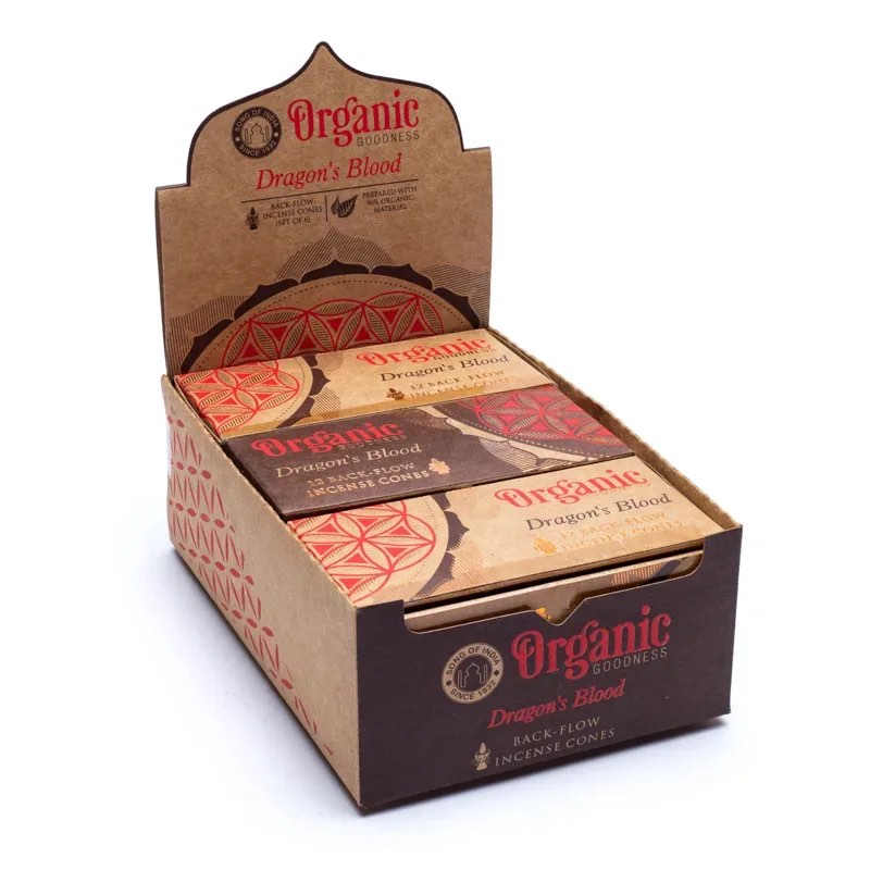 Rückfluss Räucherkegel - Organic Goodness - Drachenblut - Display - 6 x 12 Stück Bild 2